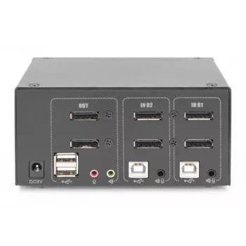 DIGITUS DS-12862 KVM slēdzis 2 portu DisplayPort DualView 4K 60 Hz