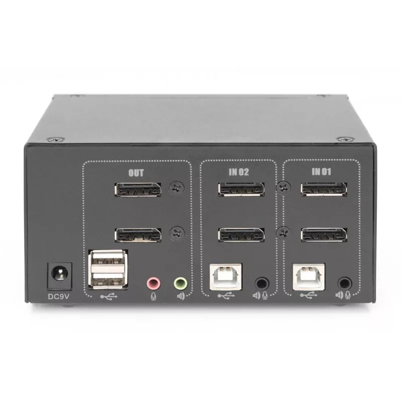 DIGITUS DS-12862 KVM slēdzis 2 portu DisplayPort DualView 4K 60 Hz