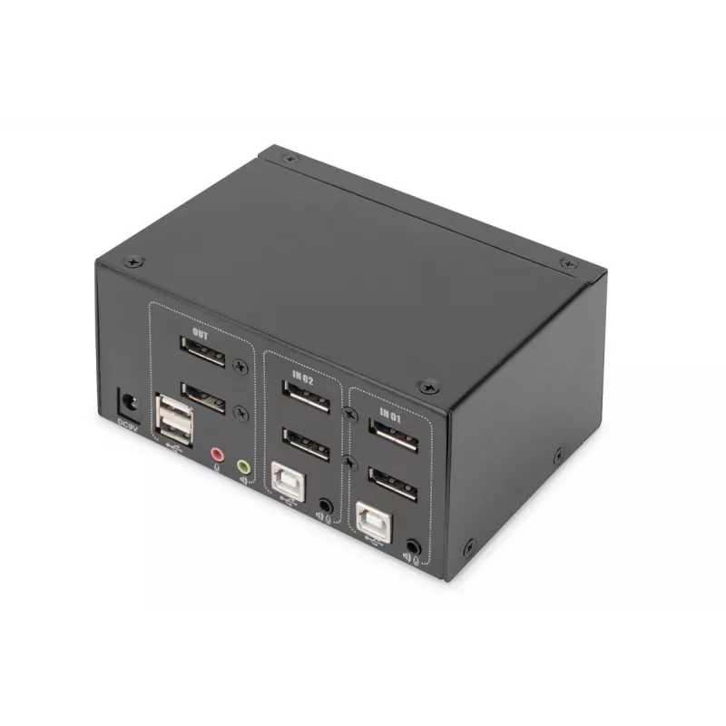 DIGITUS DS-12862 KVM slēdzis 2 portu DisplayPort DualView 4K 60 Hz