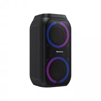Portatīvā ballīšu skaļruņu sistēma HISENSE Party Rocker 160 — 160 W RMS, 2.0 kanāli, IPX4, melna, 6.3 kg