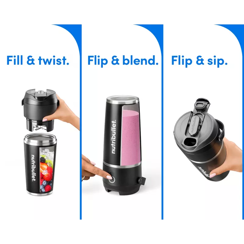 NutriBullet Flip 0.59 L portatīvais blenderis 11 W melns