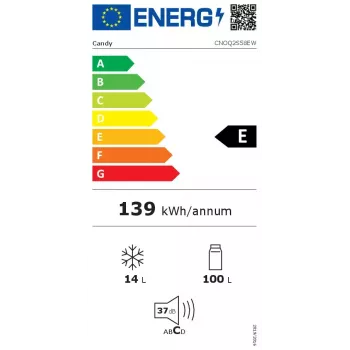Candy CNOQ2S58EW kombinētais ledusskapis brīvstāvošs 114 L balts
