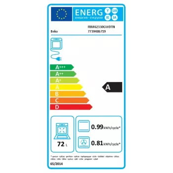 Brīvi stāvoša plīts Beko FBM62330GWDTN Gāzes Elektriskā Melnā Baltā 72L A