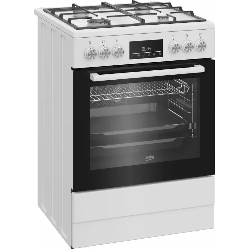 Brīvi stāvoša plīts Beko FBM62330GWDTN Gāzes Elektriskā Melnā Baltā 72L A