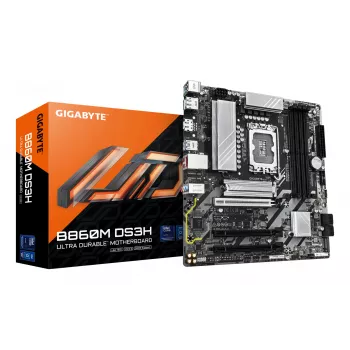 GIGABYTE B860M DS3H mātesplate - Intel Core Ultra sērijas CPU, 5+1+2+1 fāžu VRM, līdz 9066MHz DDR5, 1xPCIe 5.0 + 1xPCIe 4.0 M.2, 2.5GbE LAN, USB 3.2 Gen 2