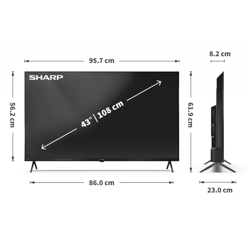 Sharp 43HP5265E televizors 109,2 cm (43 collas) 4K Ultra HD Smart TV Wi-Fi Melns