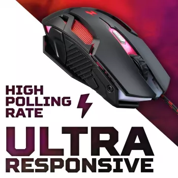 Acer Nitro NMW200 spēļu pele — ambidekstrāla, optiska 7200 DPI, 7 pogas, USB Type-A, melna