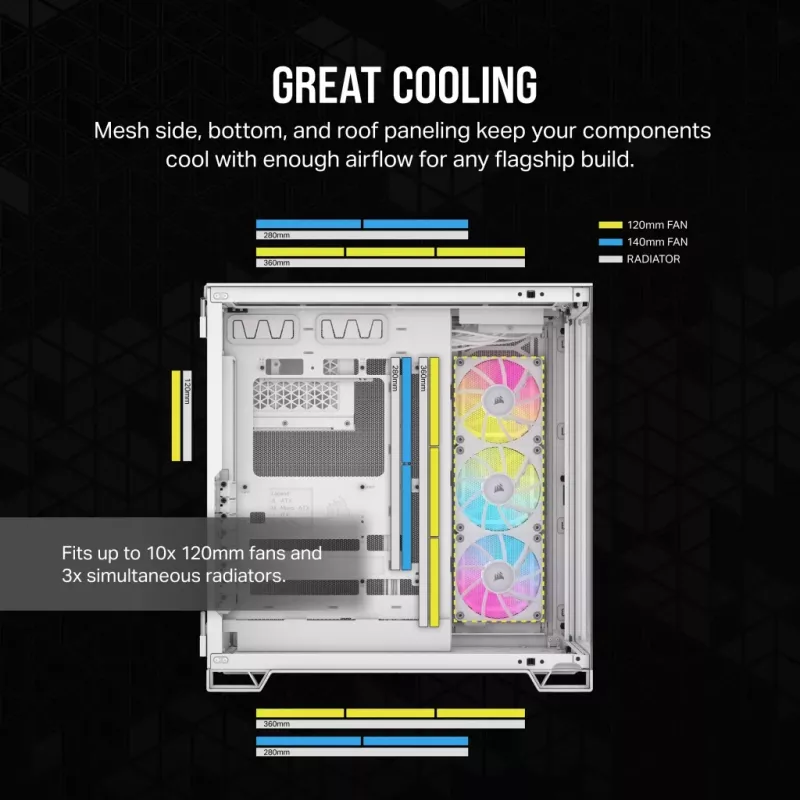 CORSAIR PC korpuss - Icue Link 6500X RGB Mid-tower Divu kameru Balts