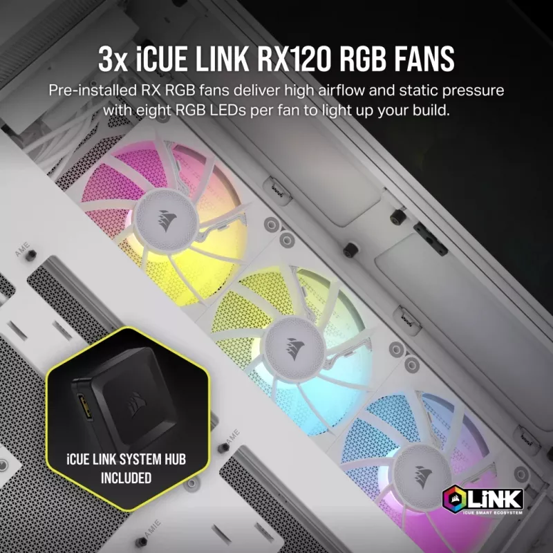 CORSAIR PC korpuss - Icue Link 6500X RGB Mid-tower Divu kameru Balts