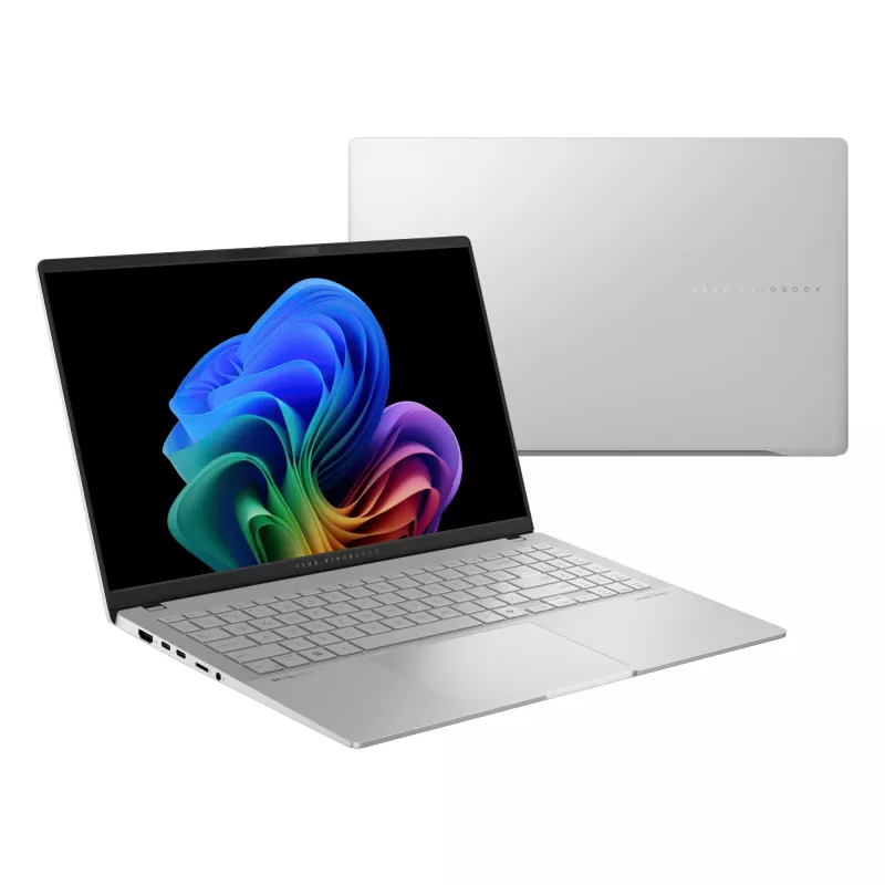 Portatīvais dators ASUS Vivobook S 15 S5507QA — Qualcomm Snapdragon X1E-78-100, 15.6 collu 3K, 32 GB RAM, 1 TB SSD, Windows 11 Home, Sudrabs