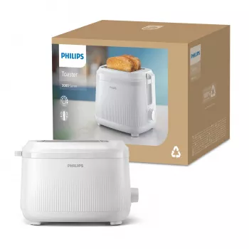 Philips 3000 sērijas tosteris, 2 šķēlēm, balts, metāls, pogas, rotējošs, 900 W, 220-240 V