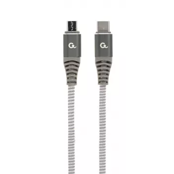 GEMBIRD Premium Cotton Braided USB Type-C uz micro-USB uzlādes un datu kabelis, 1.5m - Pelēks