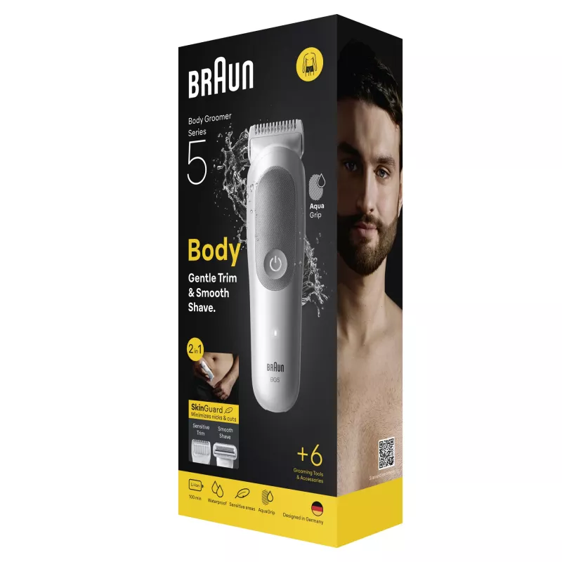 Braun Series 5 ķermeņa matu griezējs/skūšanās aparāts, gaiši pelēks