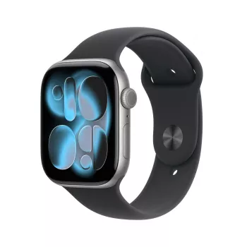 Apple Watch Series 11 GPS + Cellular 46mm Space Grey Aluminium ar Black Sport Band M/L