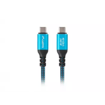 USB-C kabelis LANBERG CA-CMCM-44CU-0005-BK 0,5 m — USB4 Gen 2x2, 40 Gbit/s, 240W, melns