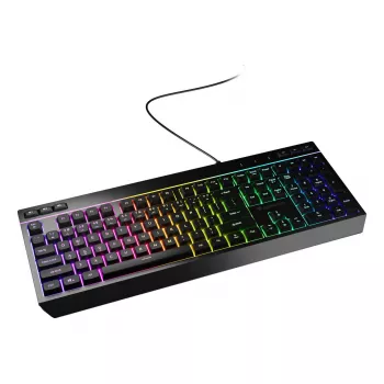 Pilna izmēra spēļu tastatūra Genesis Rhod 530, vadu, USB, QWERTY US, membrāna, RGB fona apgaismojums, 114 taustiņi, 1.8 m kabelis, melna