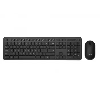 Bezvadu tastatūras un peles komplekts ASUS CW100 — US izkārtojums, melns, pilna izmēra QWERTY tastatūra, 1600 DPI pele