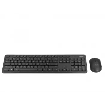 Bezvadu tastatūras un peles komplekts ASUS CW100 — US izkārtojums, melns, pilna izmēra QWERTY tastatūra, 1600 DPI pele