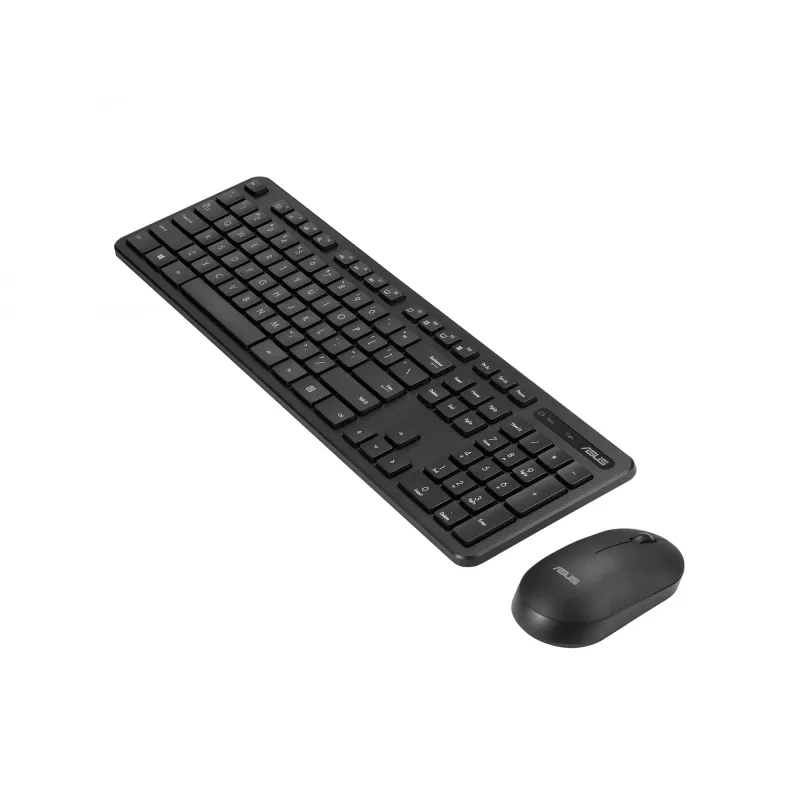 Bezvadu tastatūras un peles komplekts ASUS CW100 — US izkārtojums, melns, pilna izmēra QWERTY tastatūra, 1600 DPI pele
