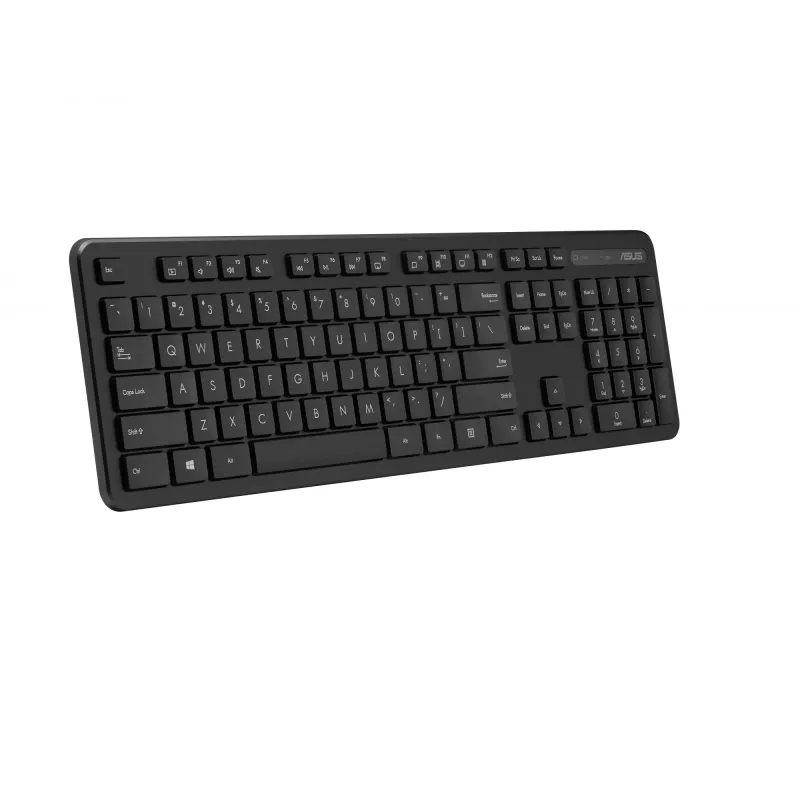Bezvadu tastatūras un peles komplekts ASUS CW100 — US izkārtojums, melns, pilna izmēra QWERTY tastatūra, 1600 DPI pele