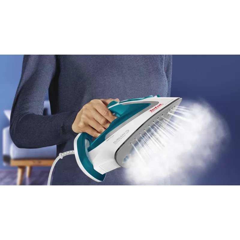 Tefal EasyGliss Plus FV5718 gludeklis sausai un tvaika gludināšanai, Durilium zole, 2400 W, tirkīza, balts