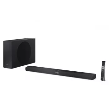 Sharp HT-SBW320 skaņas josla 2.1 kanālu ultra-plāna ar Dolby Atmos / DTS Virtual:X un bezvadu zemfrekvences skaļruni