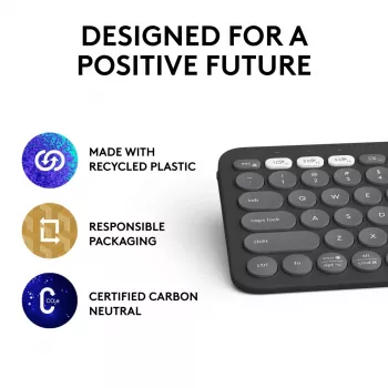 Logitech Pebble Keys 2 K380s bezvadu tastatūra RF Bluetooth QWERTY US International Graphite