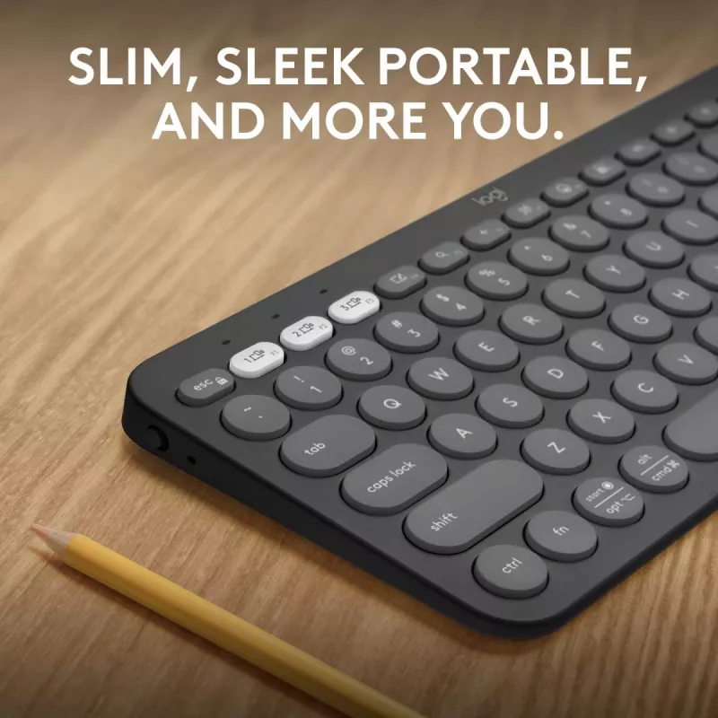 Logitech Pebble Keys 2 K380s bezvadu tastatūra RF Bluetooth QWERTY US International Graphite