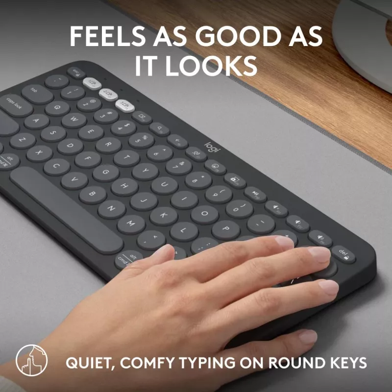 Logitech Pebble Keys 2 K380s bezvadu tastatūra RF Bluetooth QWERTY US International Graphite