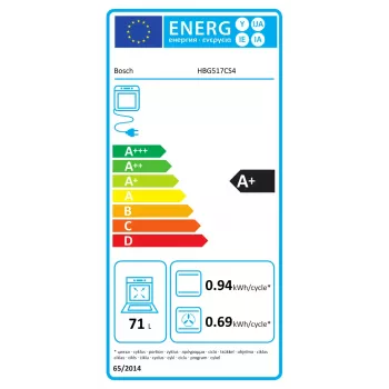 Iebūvējamā krāsns Bosch HBG517CS4, 71 L, A+ energoklase, melna