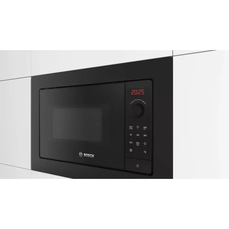 Iebūvējamā solo mikroviļņu krāsns Bosch Serie 2 BFL623MB4 20 L 800 W LED displejs Melna ar grozāmo regulatoru