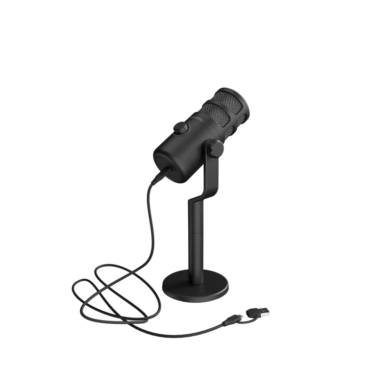 Vadu datora mikrofons GENESIS Radium 350D — USB Type-A/Type-C, -48 dB jutība, 16–14000 Hz, 2.5 m kabelis, melns