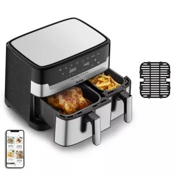Tefal Dual Easy Fry & Grill EY905D Divkameru 8.3 L 2700 W Gaisa fritieris Nerūsējošais tērauds