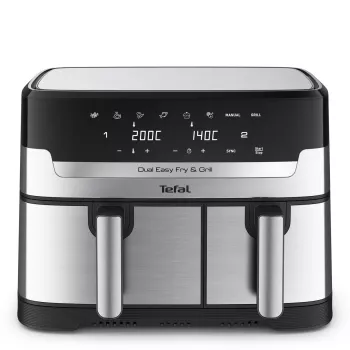 Tefal Dual Easy Fry & Grill EY905D Divkameru 8.3 L 2700 W Gaisa fritieris Nerūsējošais tērauds