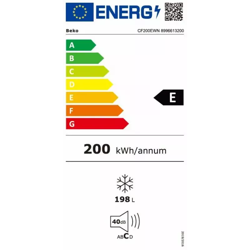 Saldētava BEKO CF200EWN — 198 L, E energoklase, 40 dB, balta