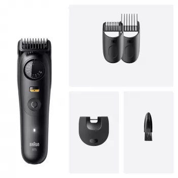 Bārdas trimmeris BRAUN BT5520 — 0,5–20 mm, 40 garuma pakāpieni, uzlādējams, 120 min akumulators, melns