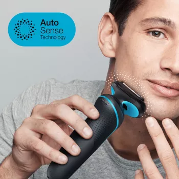 Skūšanās aparāts BRAUN Series 5 51-M1000s — 3 galviņas, slapjā/sausā skūšana, Li-Ion akumulators, ātrā uzlāde, melns/zils