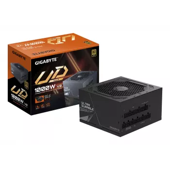 GIGABYTE UD1000GM PG5 V2 barošanas bloks – PCIe Gen 5.1, 80 PLUS Gold, pilnībā modulārs, 120 mm ventilators, ATX 3.1 saderīgs, EU spraudnis