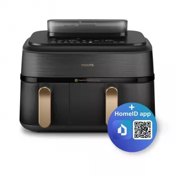 Philips 5000 sērijas NA552/00 karstā gaisa fritieris, 9 L, 2750 W, melns, zelts