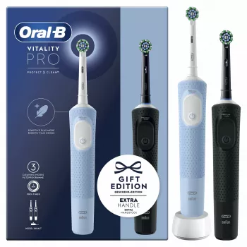 Oral-B Vitality Pro Duo Pieaugušo Rotējošā-oscilējošā zobu birste Melna, Zila, Balta