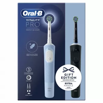Oral-B Vitality Pro Duo Pieaugušo Rotējošā-oscilējošā zobu birste Melna, Zila, Balta
