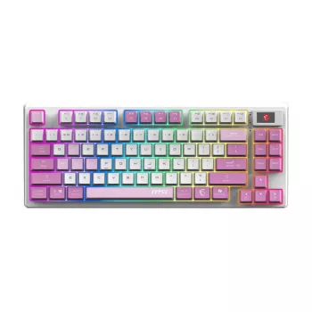 MSI FORGE GK600 TKL WIRELESS VIOLET tastatūra Gaming USB + Bluetooth QWERTY UK English Rozā, Violeta, Balta