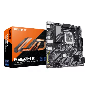 Mikro-ATX mātesplate GIGABYTE B860M E — LGA 1851 Intel Core Ultra, DDR5 līdz 8800 MHz (O.C.), 2×PCIe 4.0 M.2, 1GbE