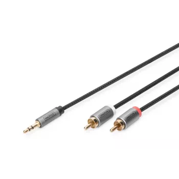 Audio adaptera kabelis Digitus DB-510330-010-S 3.5 mm uz RCA 1m Melns