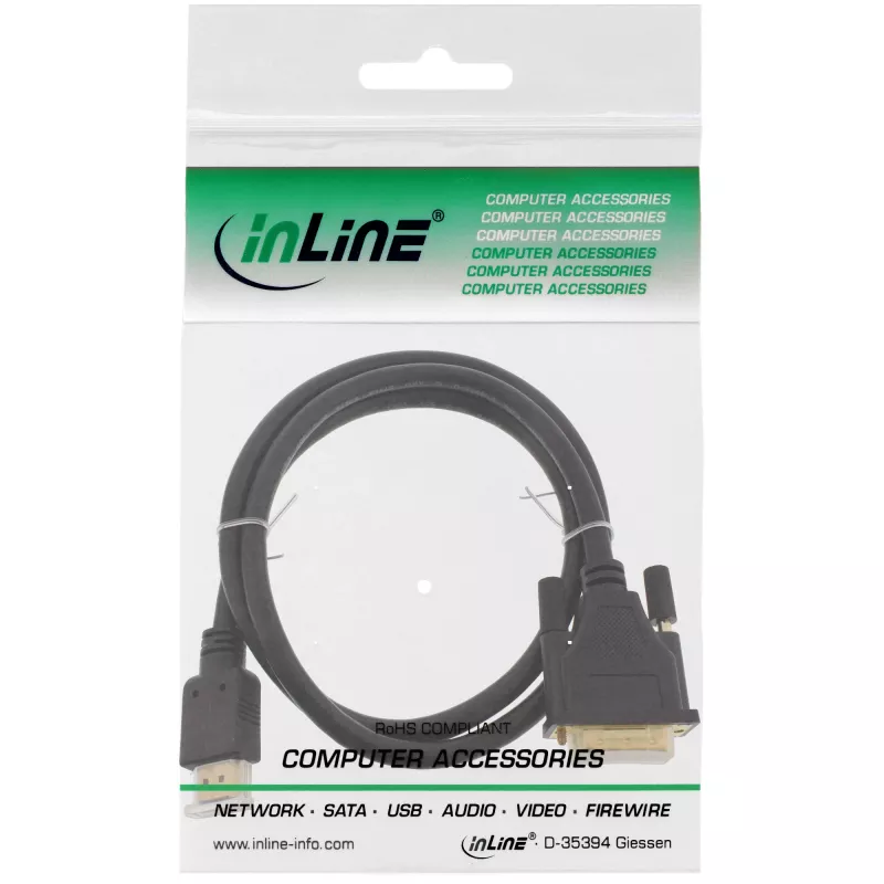 InLine HDMI uz DVI kabelis vīriešu / 18+1 vīriešu apzeltīts 3m