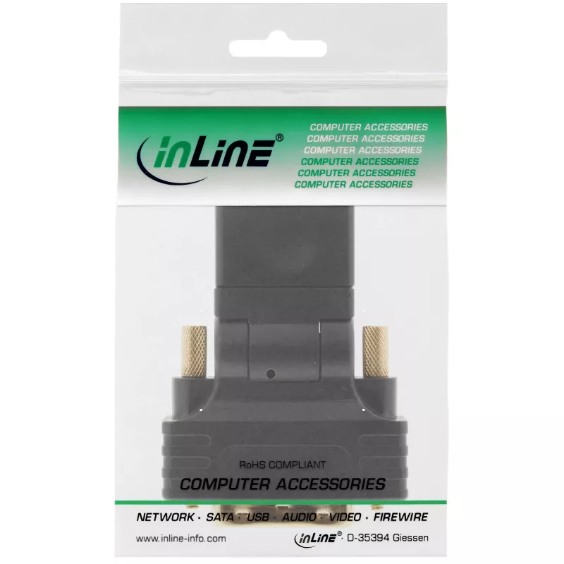 InLine HDMI uz DVI adapteris HDMI sieviete / DVI vīrietis elastīgs apzeltīts 4K2K
