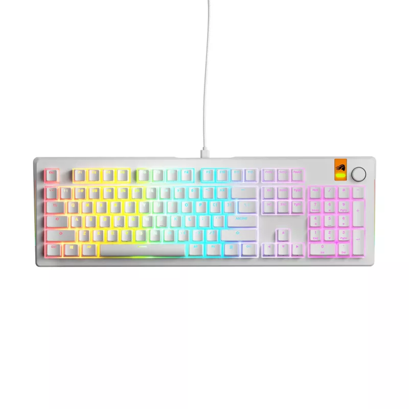 Mehāniskā pilnizmēra (100%) vadu tastatūra GLORIOUS GMMK 3 HE — balta, USB, QWERTY, RGB