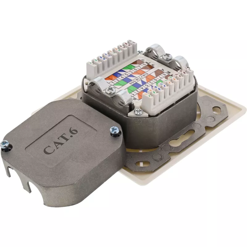 InLine Cat.6 sienas kontaktligzdu kārba 2x RJ45 horizontāli – virsmas vai iegremdētai montāžai