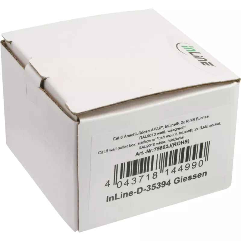 InLine Cat.6 sienas kontaktligzdu kārba 2x RJ45 horizontāli – virsmas vai iegremdētai montāžai