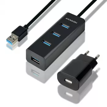Axagon HUE-S2BP 4x USB 3.0 uzlādes centrs ar 1.2m kabeli un AC adapteri
